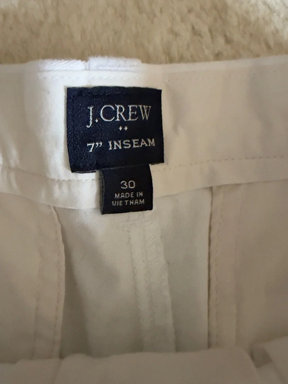 J. Crew Men’s White Flat-Front Cotton Chino Shorts size 30
